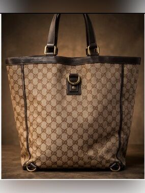 Vintage Gucci GG Monogram Tote Bag 👜 Canvas & Leather Shopper | Y2K Italy